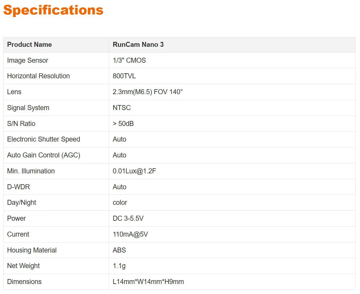 Runcam Nano3 Drone Camera Ntsc 800tvl High Resolution Coreless Outsole Fpv Buy Runcam Nano 3