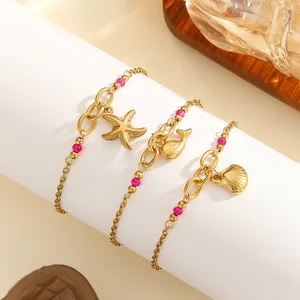 Ocean Themed Bar Necklace Gold Starfish Pendant Stainless Steel 18k Plated Women Ins Chic Dainty Wholesale Jewelrywelry