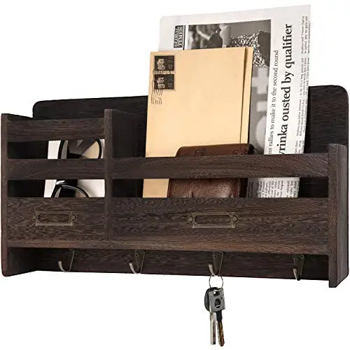 Wall Mounted Wooden Mail Organizer Letter Holder Great for Home Garden Decor