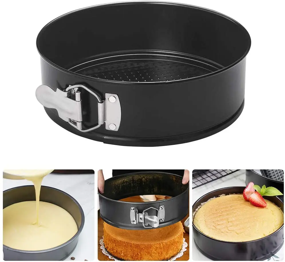 Set of 3pcs Round Non-Stick Carbon Steel Cake Moulds Springform Pan for Baking Microwave Oven Safe Bakeware for Cooking