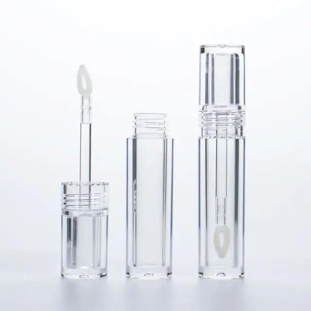 wholesale luxury 3.5 ml unique plastic Empty Transparent Cylinder Wand Custom Logo New Design Containers Clear lip gloss tube