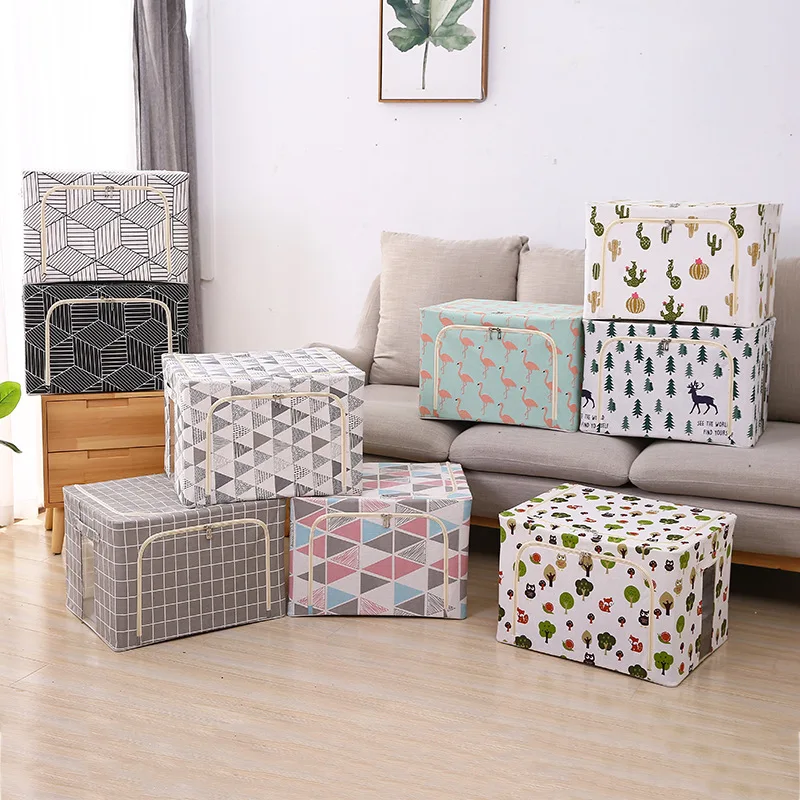 New Design Foldable Linen Shoe Box LED Lighting Square Vacuum Bag for Clothing Storage Organizadoras Cajas