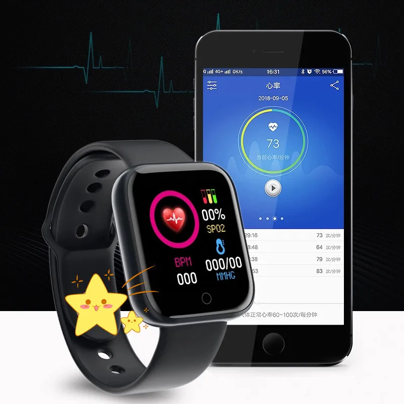 Hot Selling Smart Watch D20 Y68 Macaron Health Tracker Smart Wristband