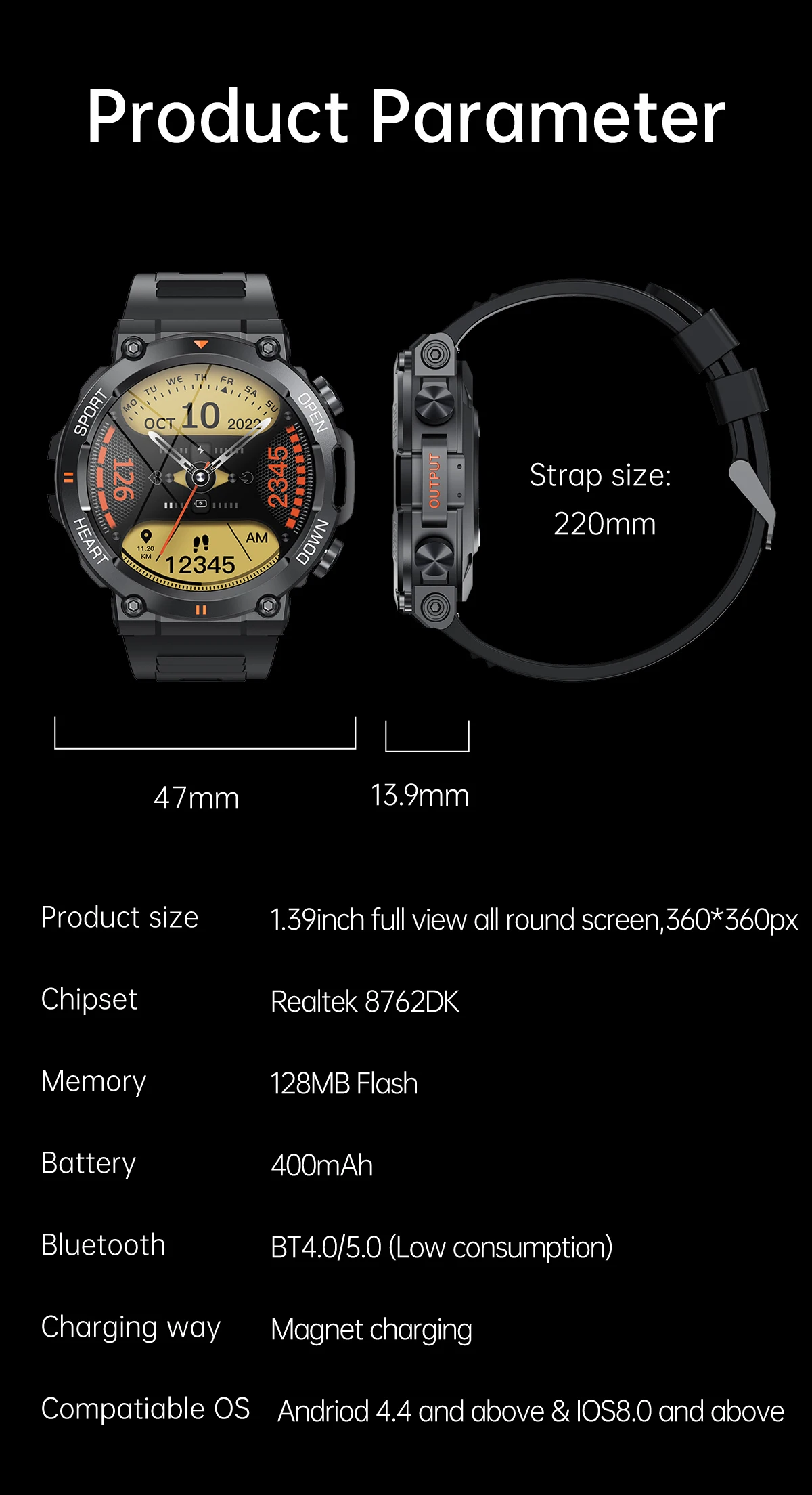 K56 Pro Smart Watch 1.39Inch Sleep Heart Rate Monitor Waterproof Outdoor Relojes Smartwatch for Men 2025