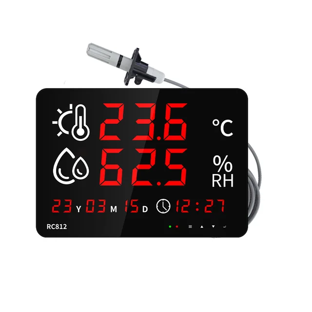 Durable RC812-C Digital Hygrometer Thermometer with PC Probe&Calibration Function Real-Time Recording for Warehouse Factory Home