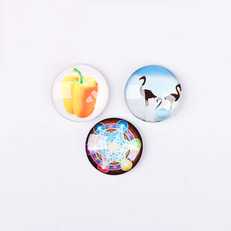 Wholesale Promotional Gifts Custom Decorative Glass Crystal Refrigerator Magnets 30mm Round Fridge Magnet