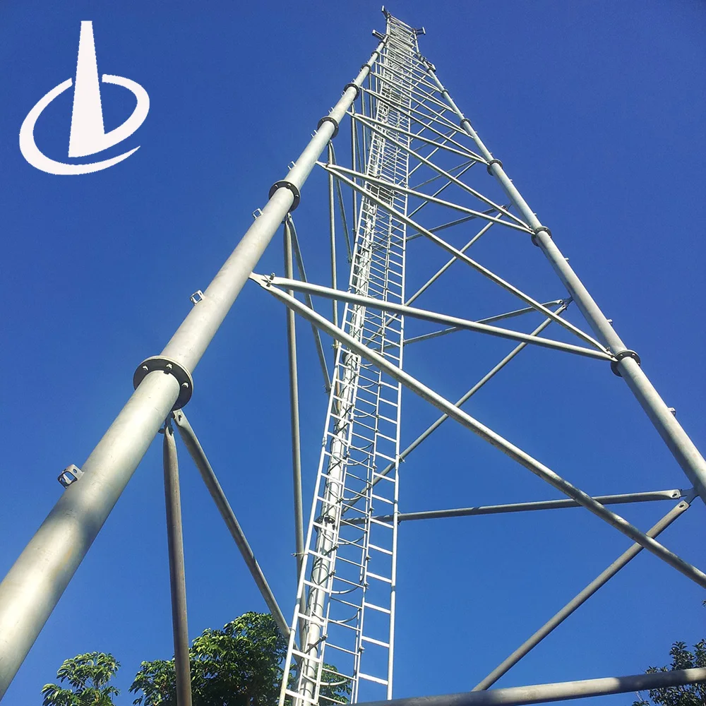 Mobil Cell Site Signal Transmission Telecom Triangle Steel Pole Guyed Communication Tower supplier