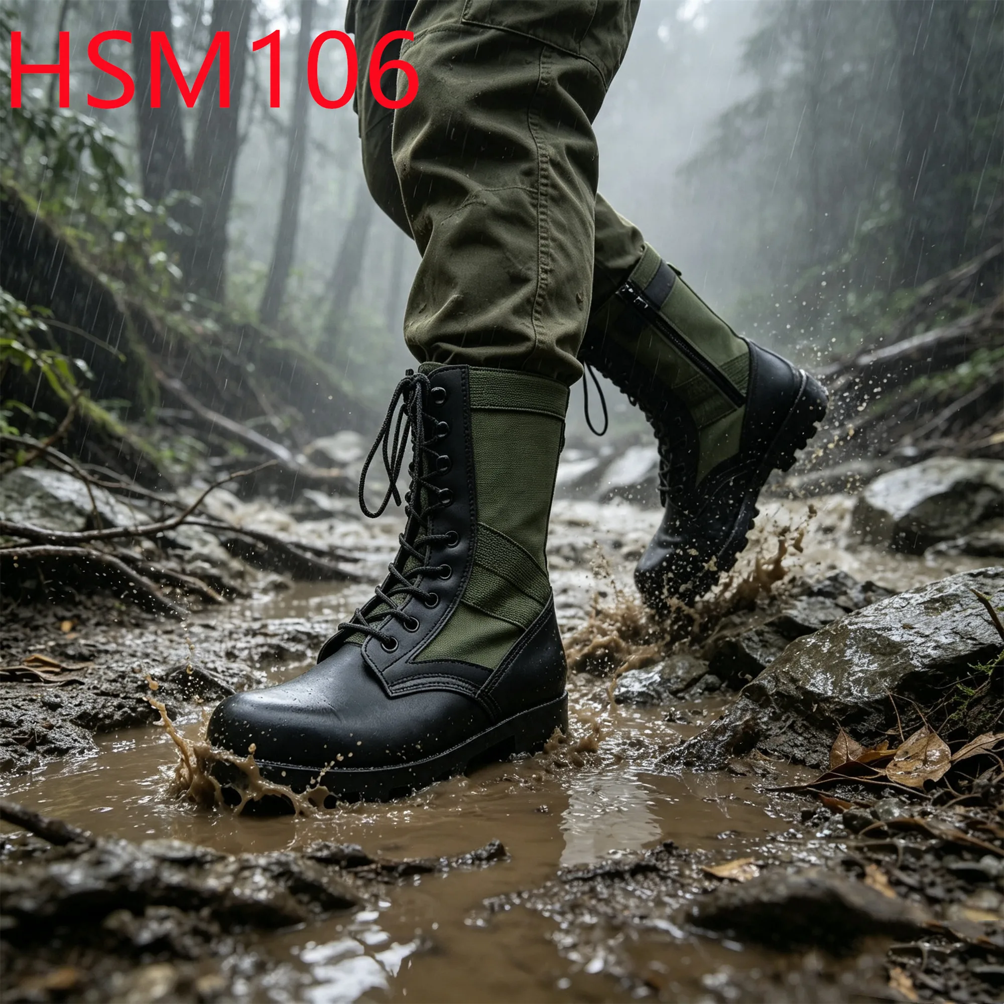 HY,Steppe Exploration L-Protection Board Design Hua Singh Combat Boots Deep-lug Rubber Sole 8