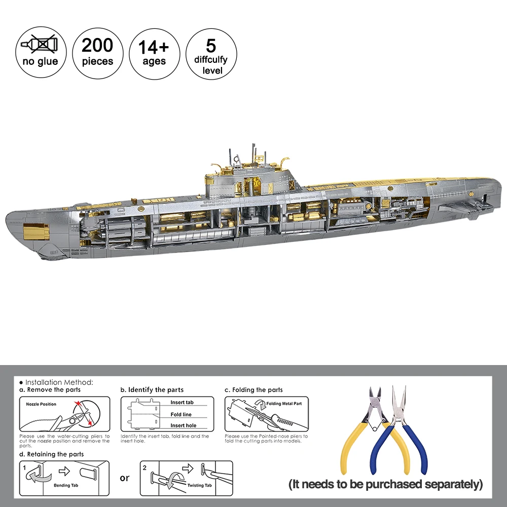 Alibaba.com: Piececool HP156-SG Military Diecast Submarine Model