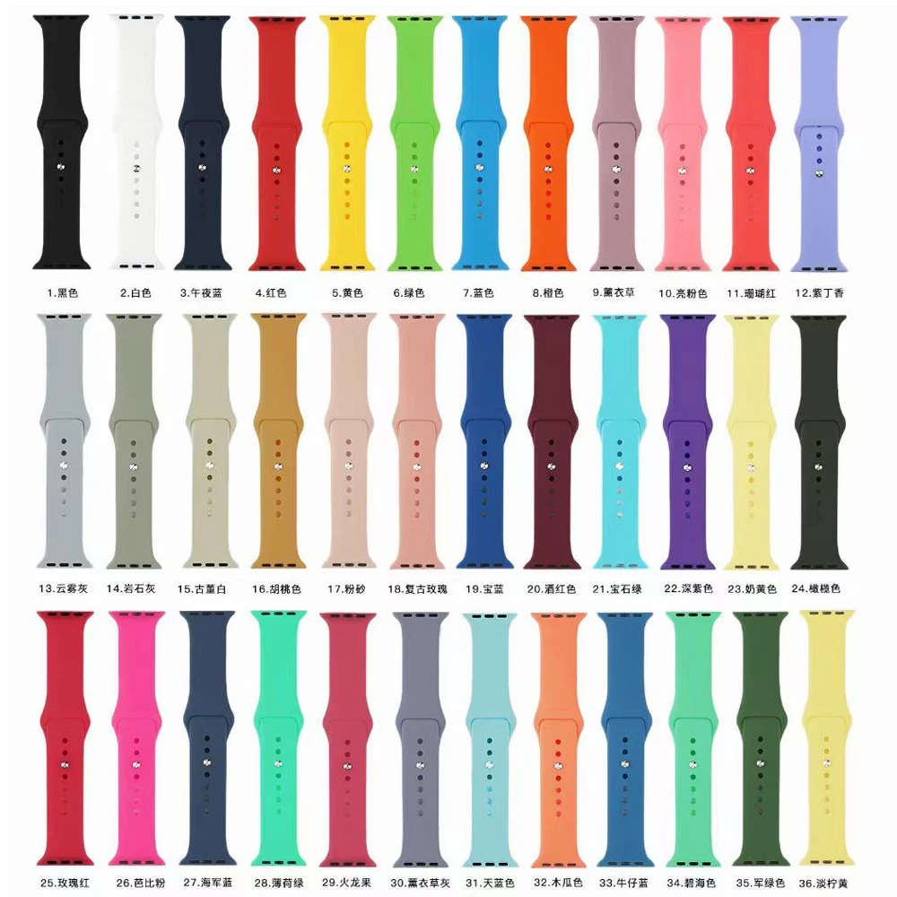 Ремешки для часов мягкий резиновый силиконовый чехол-бампер с Ремешок наручных Apple спортивный ремешок сменный браслет на запястье 38 40 42 44