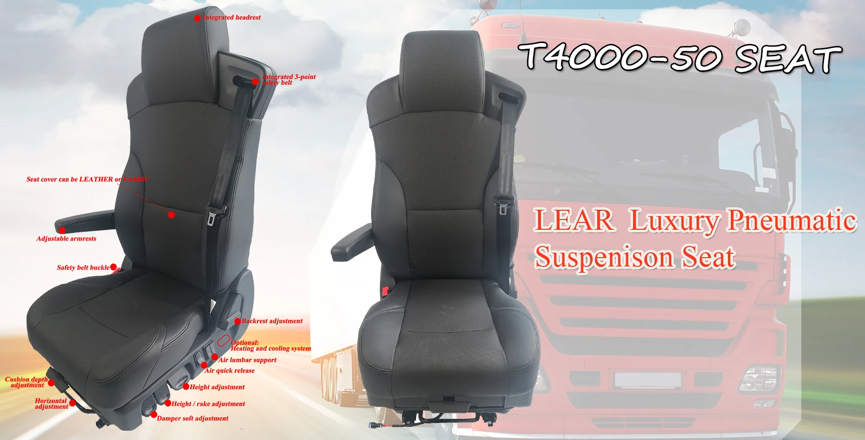 Itopwell Latest Designed Luxury Truck Driver Seats Air Suspension Seats