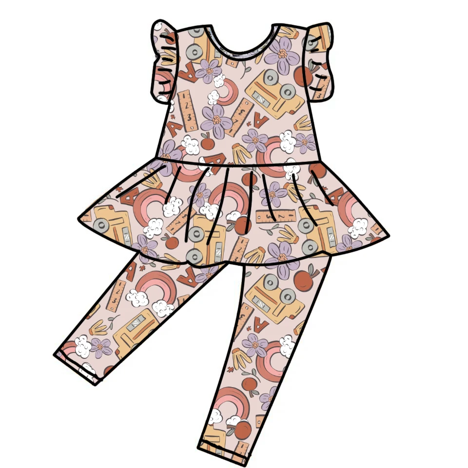 Qingli Ensembles De Vetements Pour Enfants Fille OEM Sleeveless and Long Pants With Ruffle Girls Sets