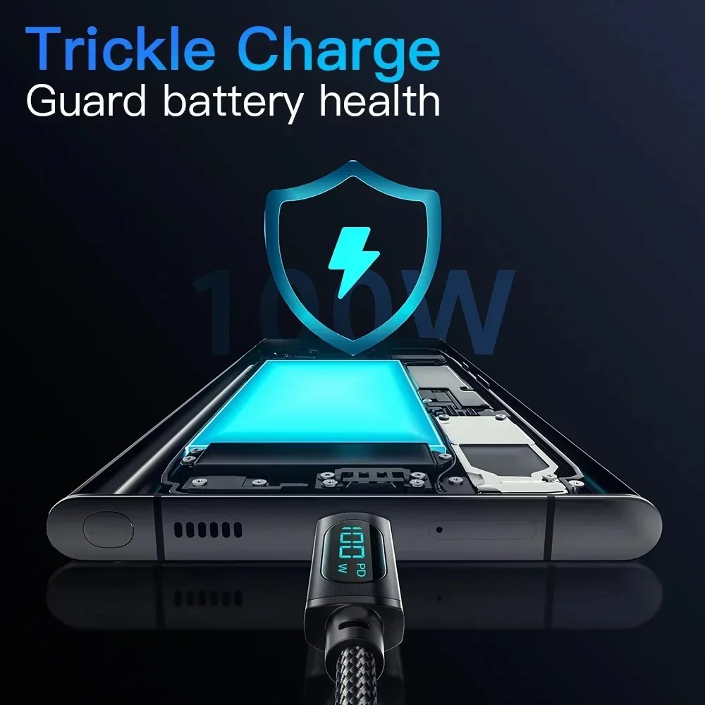 120W Fast Charge USB Type C Cable LED Power Display for Redmi Android Phones