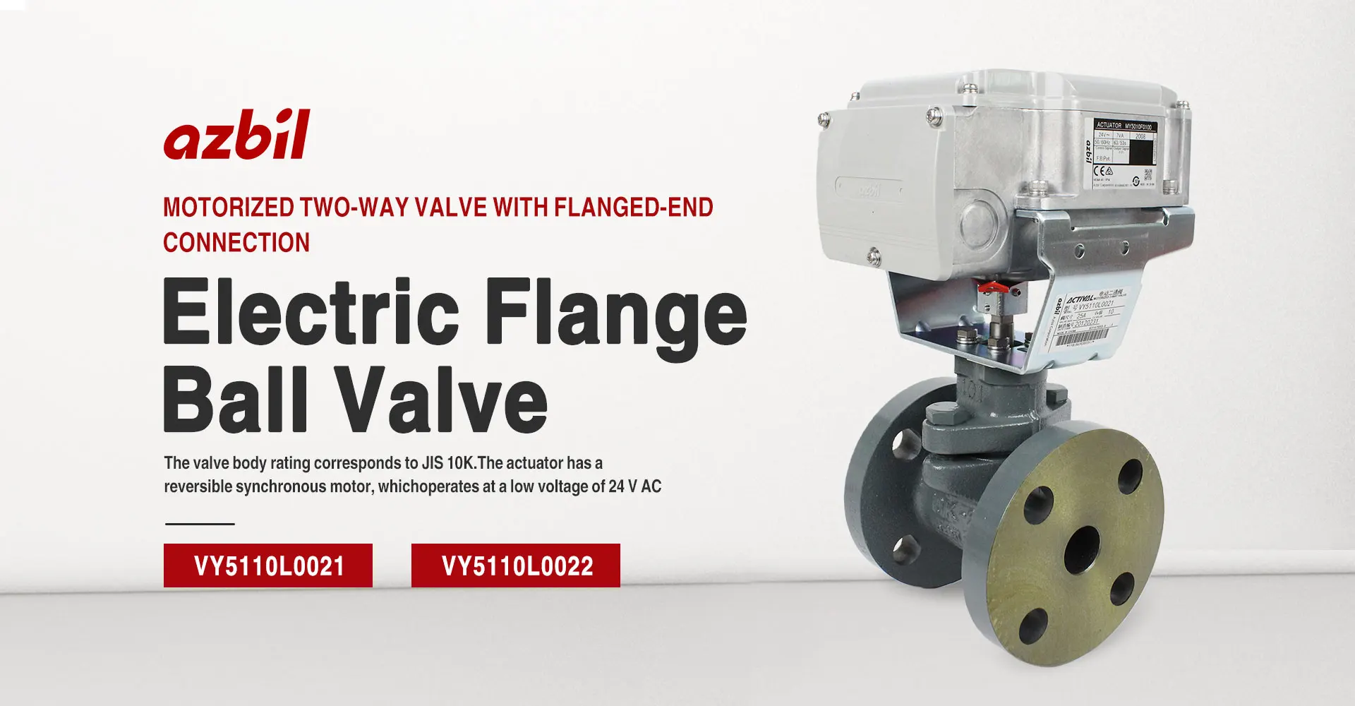 Yamatake AZBIL Water Control Valve VY5110L0021 VY5110LL0022