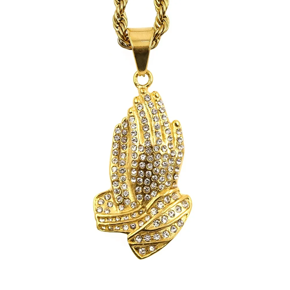Hip Hop Full Rhinestone Praying Hand 