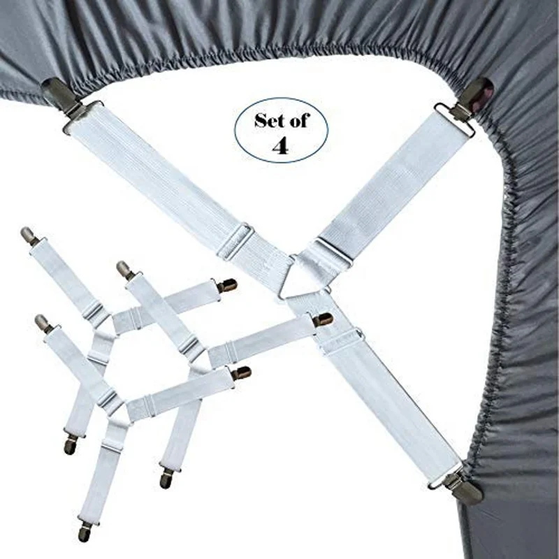 4Pcs Elastic Bed Sheet Clips Holders Straps Suspenders Mattress Non-slip Gripper 