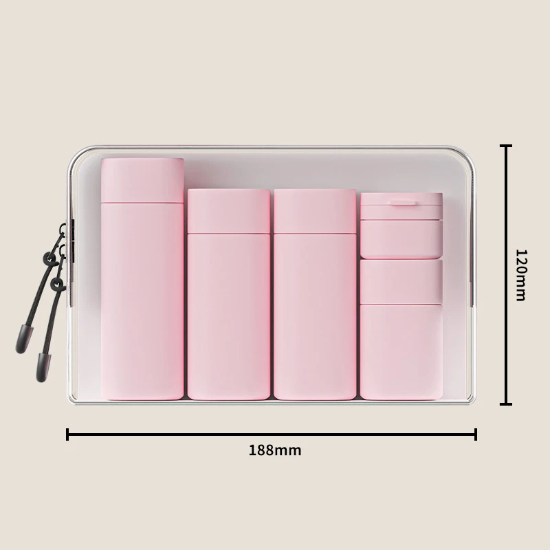 In Stock Cosmetic Travel Set Container Empty 15ml Green Face Cream Jar Pink Shampoo Bottle White Lotion Bottle With Filp Cap