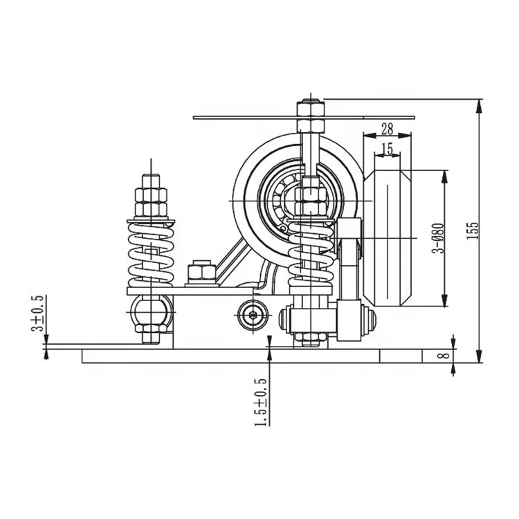 Elevator Roller Guide Shoe Separately Spring-loaded Rollers With Cover