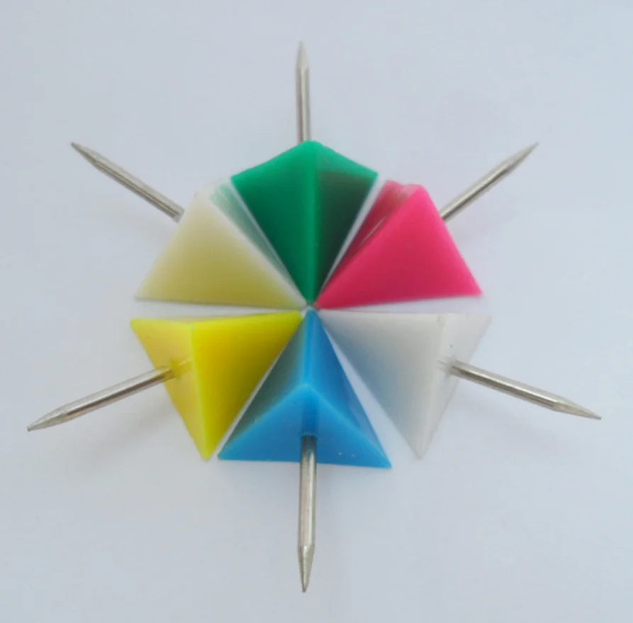 Assorted Color Plastic Triangle Head Map Push Pins 30pcs  with High Quality