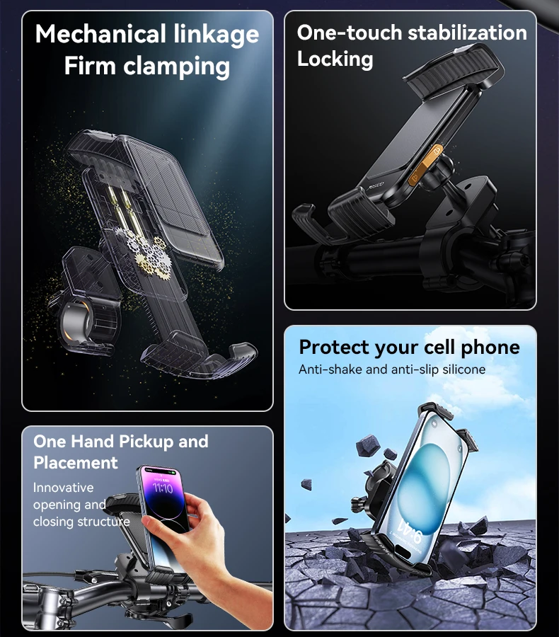 Yesido 360 Rotation Adjustable One-touch Stabilization Locking Bicycle Car Phone Holder