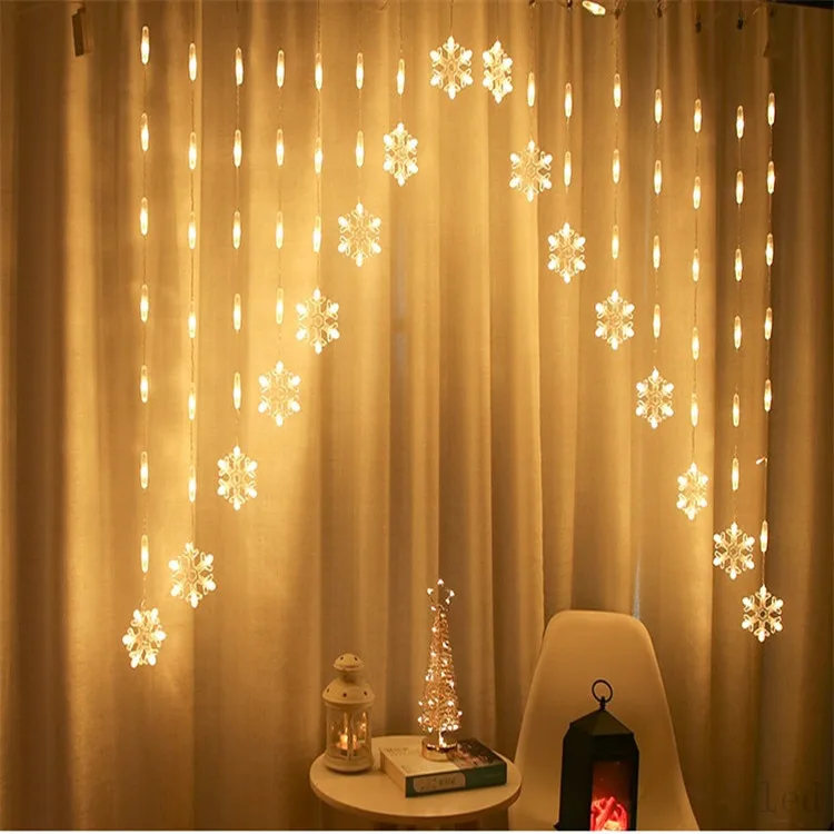 LED Garland Curtain Snowflake Fairy String Lights Garland on the Window Curtain Festoon Christmas Decorations for Home Room