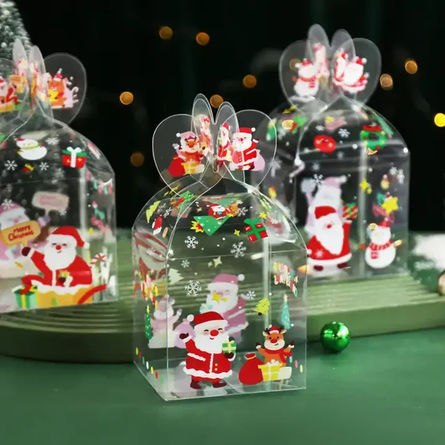 High Quality Plastic clear boxes for Christmas Custom size PET PVC PP Transparent Christmas Printed Acetate box for Christmas