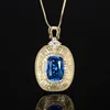 Blue pointed crystal pendant with chain