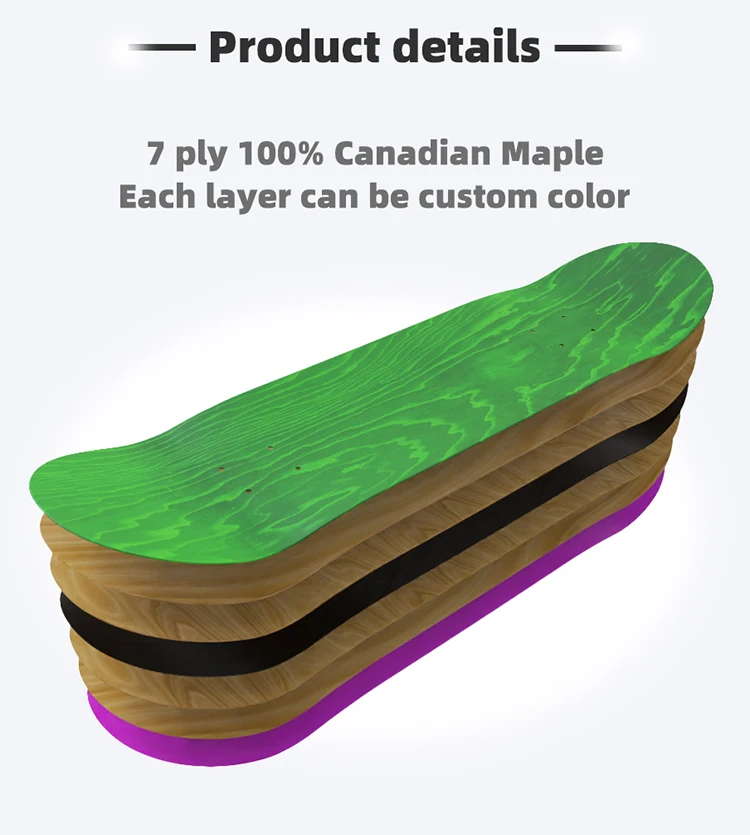 Yafeng Laser Color Compressed Fiber Board 31 Inch Old School Skateboard Deck 7 Layers 31*8inch