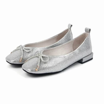 Shoes ladies Fashion Flat Shoes High Quality Non Slip Sole Silver Office Shoes