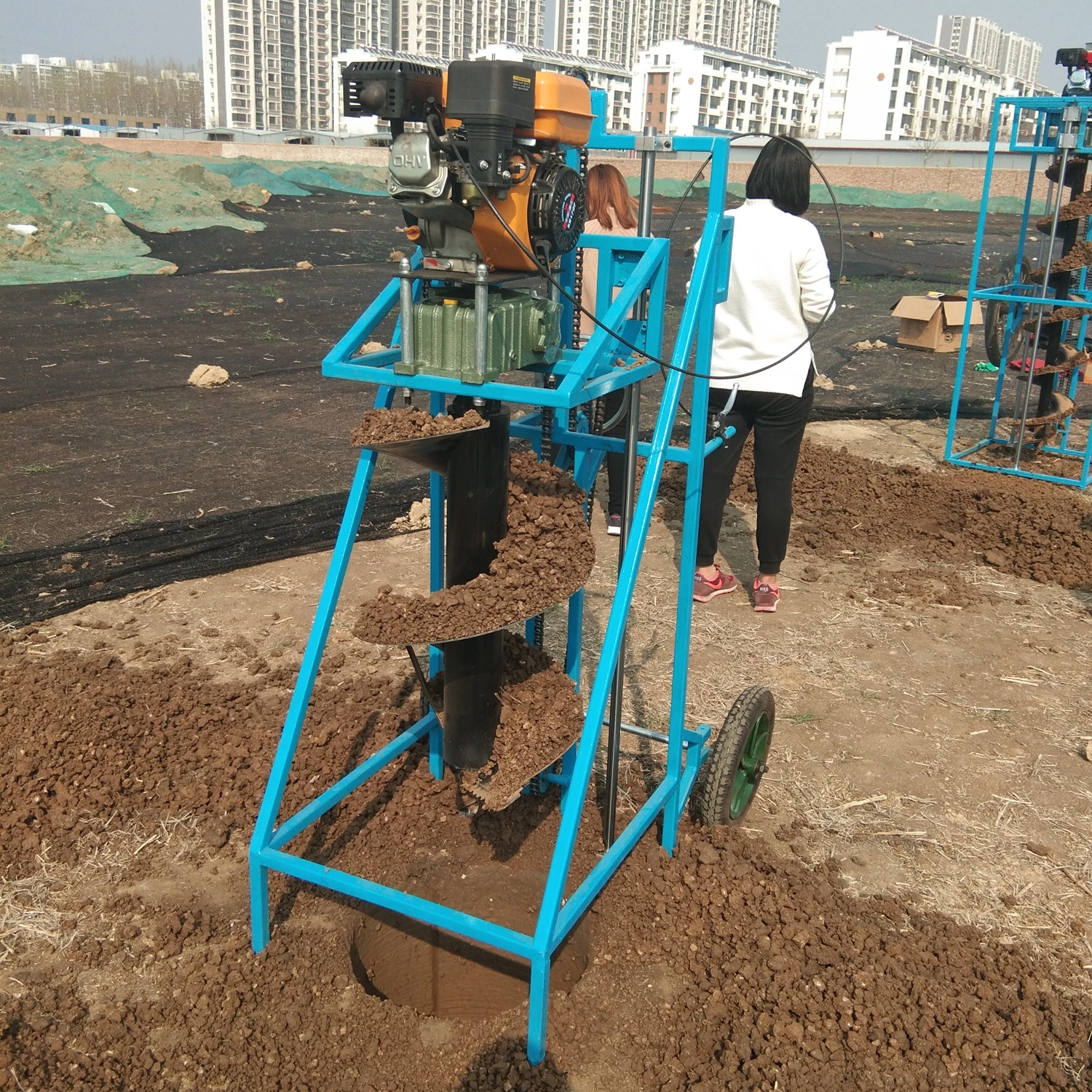 Hole Drilling Machine 1 Meter Depth One Man Manual Earth Auger 300mm 400mm 500mm