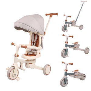 Baby Strollers 4 in 1 Kid Balance Bike Kid Pedal Tricycle Baby Push Car Manual Steel Frame With Aluminium Alloy Handle