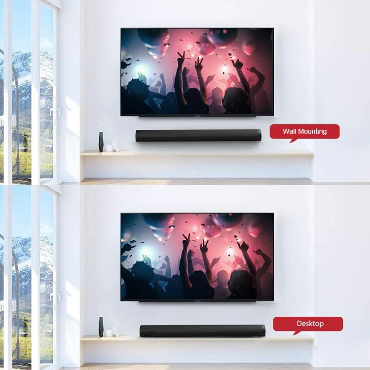 VEATOOL 2.2ch Soundbar For Smart TV, 100W Peak Power, 6 Drivers - 2 SUBWOOFER Build-in, Deep Bass/Clear Voice,Wired & Wireless 3D Surround Speakers HDMI ARC/Opt/BT 5.0, TV/PC Sound Bar-37" Long - View #4
