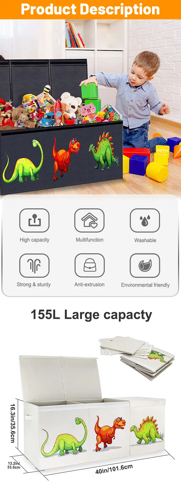 Stackable Storage Organizer Big Promotion Fabric Storage Boxes Toy Box ...