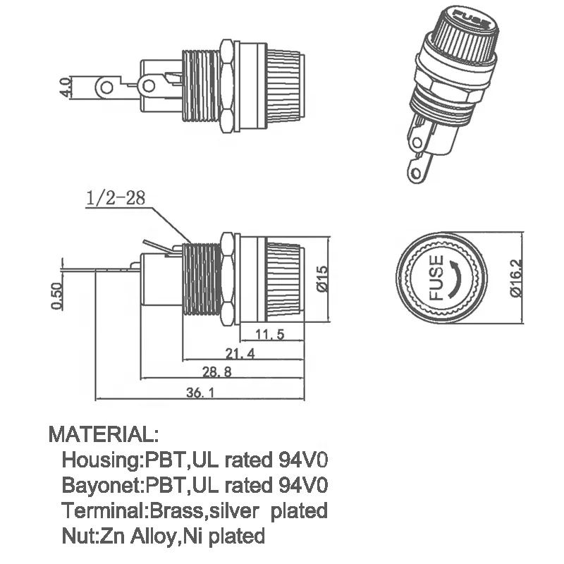 10a 250v Ac 5x20mm Electronic Pcb Mounted Glass Screw Fuse Holders