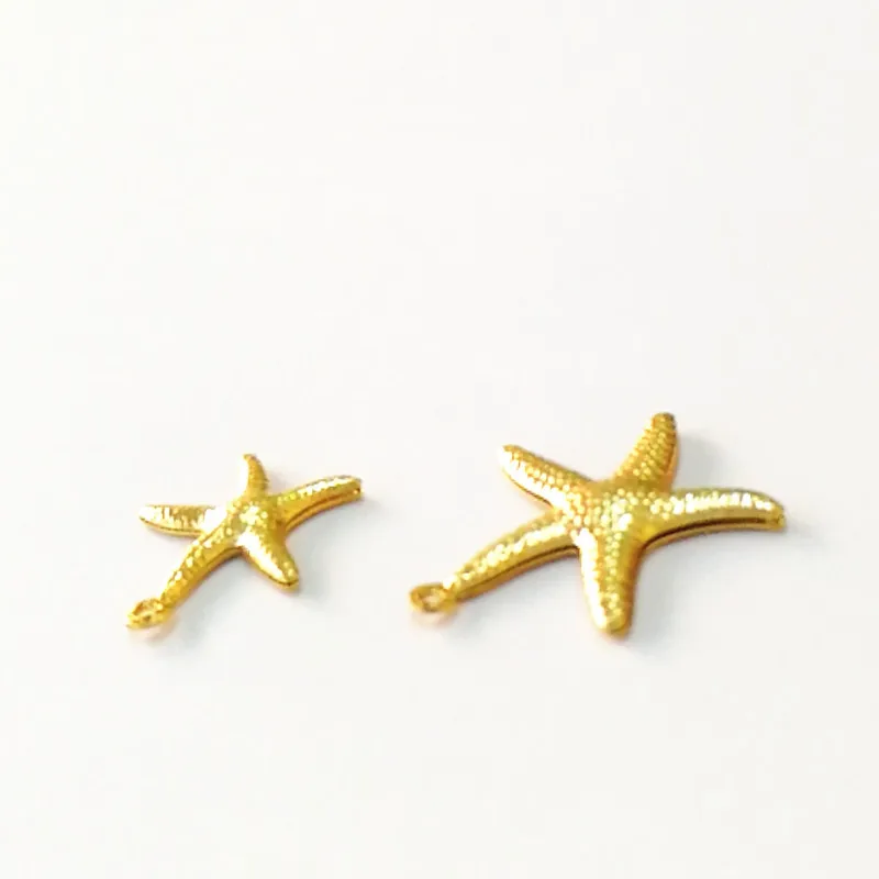 Pendentifs étoiles de mer acier inoxydable plaqué or 18k x4 Pendentifs étoiles de mer acier inoxydable plaqué or 18k x4