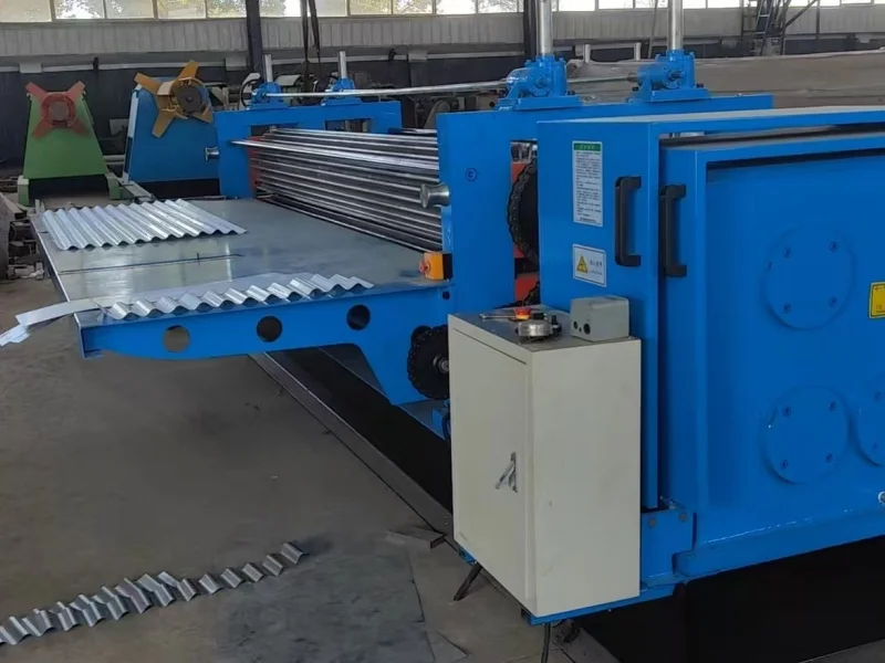 3M Horizontal Corrugated Steel Roof Sheet Roll Forming Machine PLC Control Used Tile Barrel Type Pressing Metal Corrugation