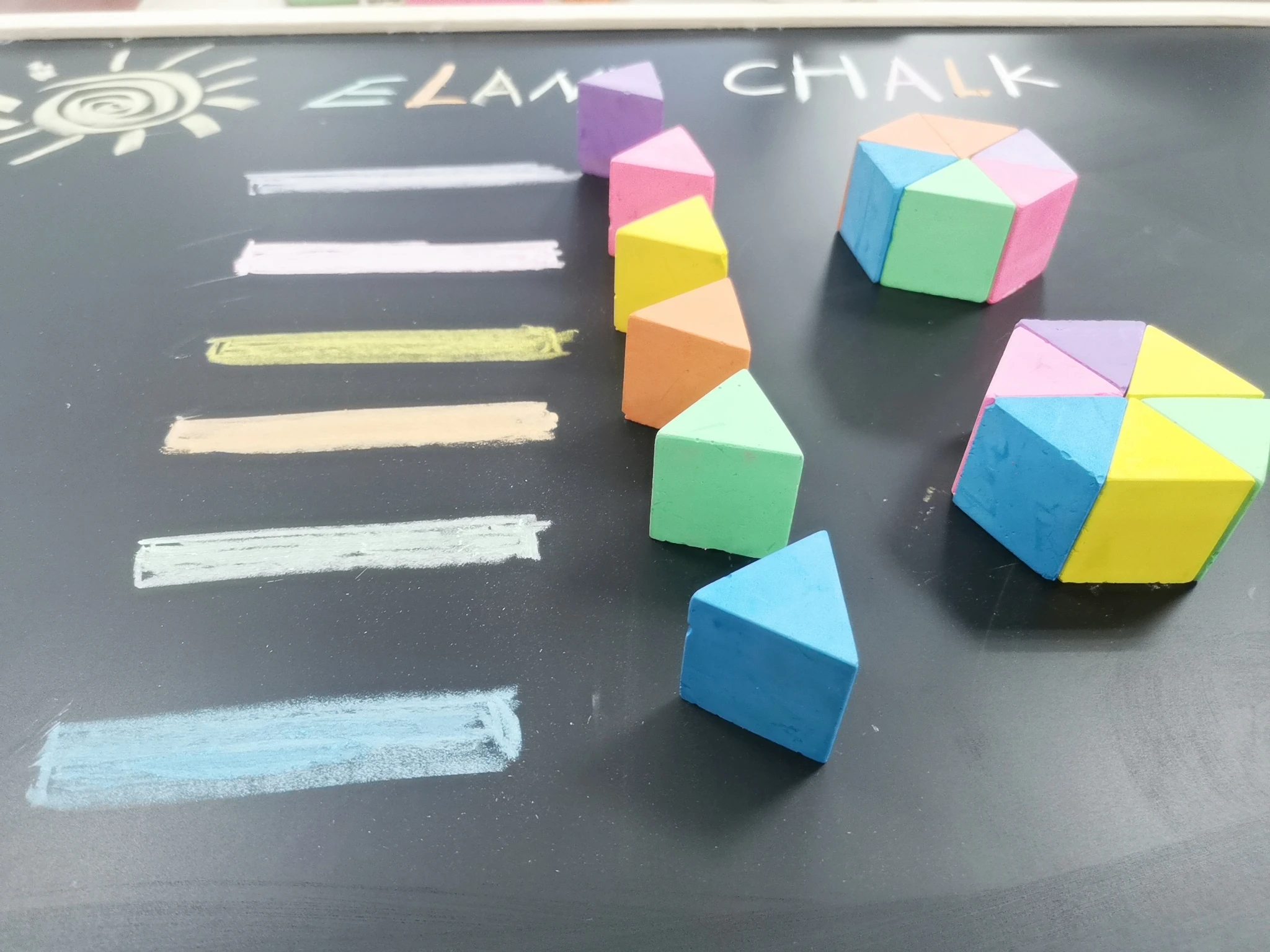 Educational Novelty 15 Pieces of Pyramid Shaped Chalk Non Toxic Triangle Sidewalk for Kids
