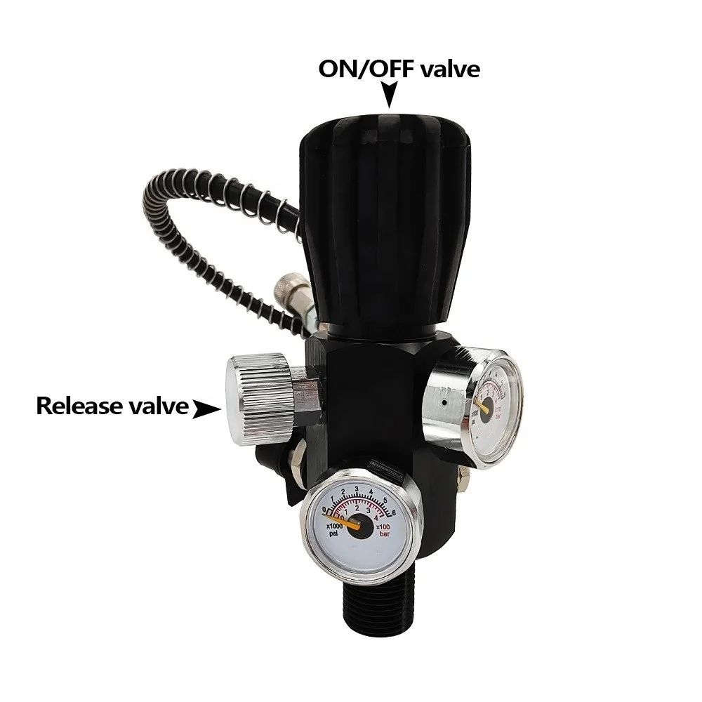 High Pressure 4500psi Paintball Co2 Tank Compressed Air Din Valve Gauge