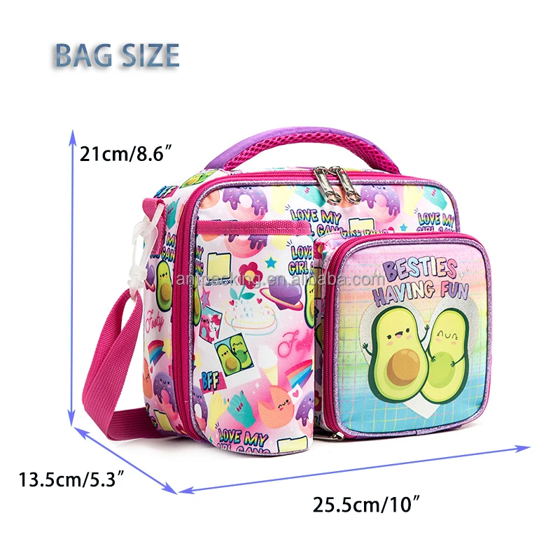 Cute Cartoon Back-to-School Gift Oxford Insulated Waterproof Thermal Lunch Box Bag Unicorn Dinosaur Space Mermaid Design Kids