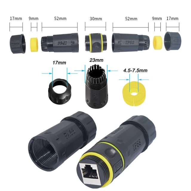 YXY RJ45 Cat7 Cat6A Shielded Pass Through Connector 8P8C Plated FTP/STP | RJ45 Network Modular Connector