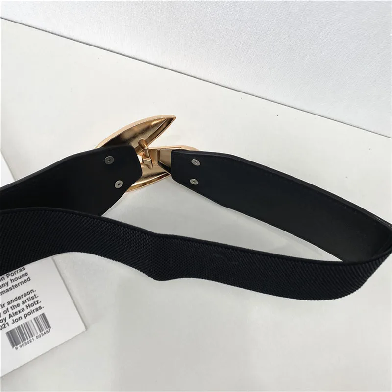 Ins стиль Золотой из трех частей с пряжкой в форме листа черный белый кожаный эластичный корсет тонкие ремни