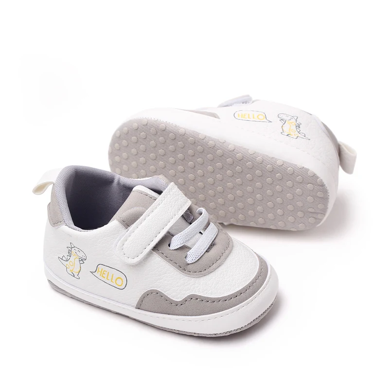 Leather Matching Color Cartoon Dinosaur Baby Soft Sole Fashion Casual Toddler Shoes details