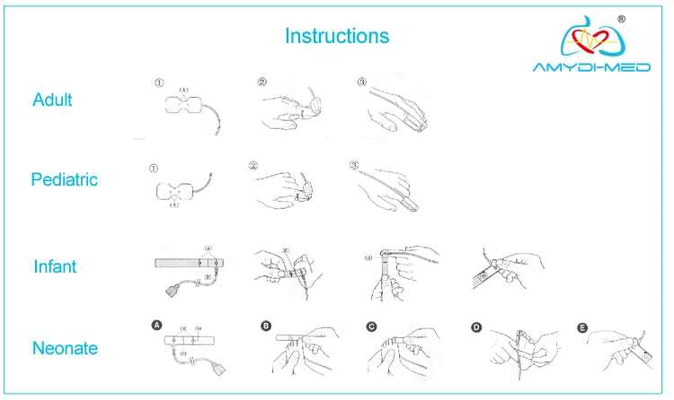SpO2 Sensor Cable Compatible With CSI 503DX 3.0m Length with DB9-6P Plug Style for Adult Finger Clip
