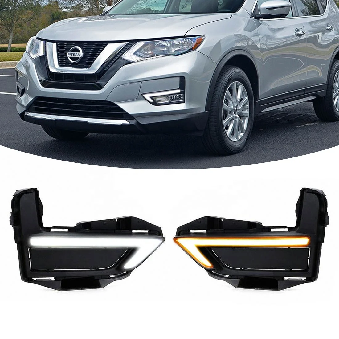 Jeg klager Udpakning sundhed Source Car Headlights LED Fog Lights DRL Lamps Daytime Running Lights for Nissan  X-trail Rogue 2017 2018 2019 Auto Accessories on m.alibaba.com