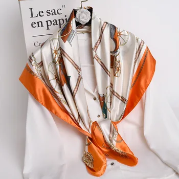 The new listing women scarfs and shawl woman scarf luxury satin scarves 90cm supplier tudung sunscreen kerchief muslim