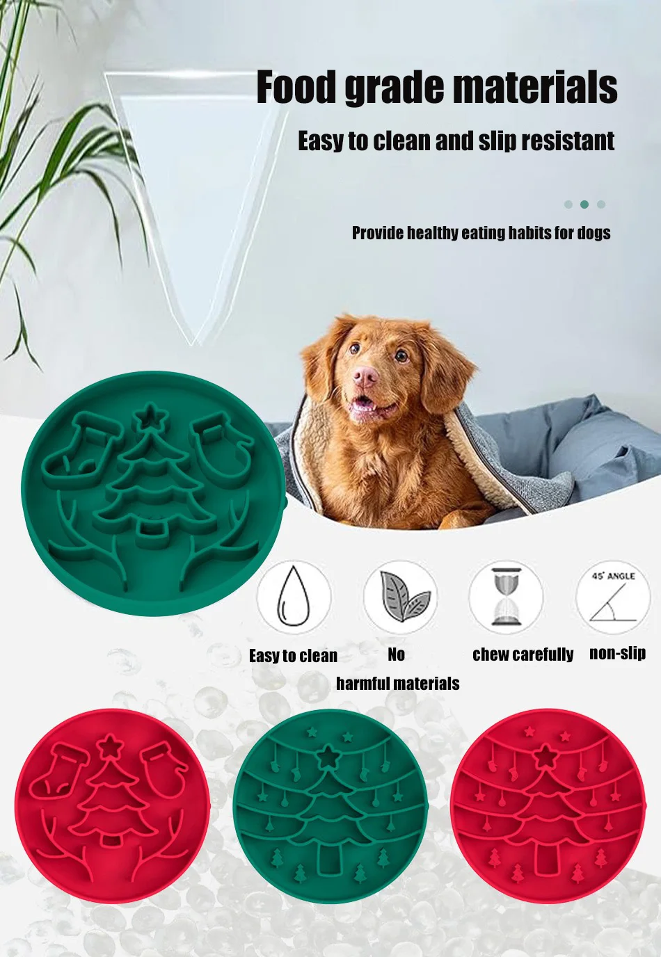 Christmas Slow Food Dog Bowl Silicone Slow Food Bowl Suction Cup Licking Mat Anti-choking Food Bowl supplier