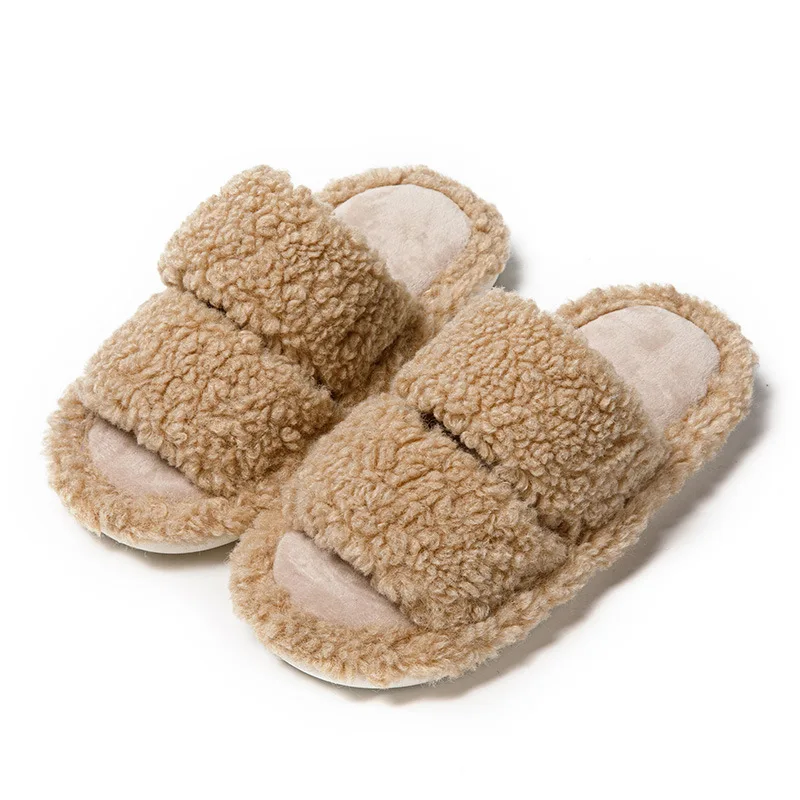 House Slippers Fluffy Double Strap Slippers Comfy Open Toe Two