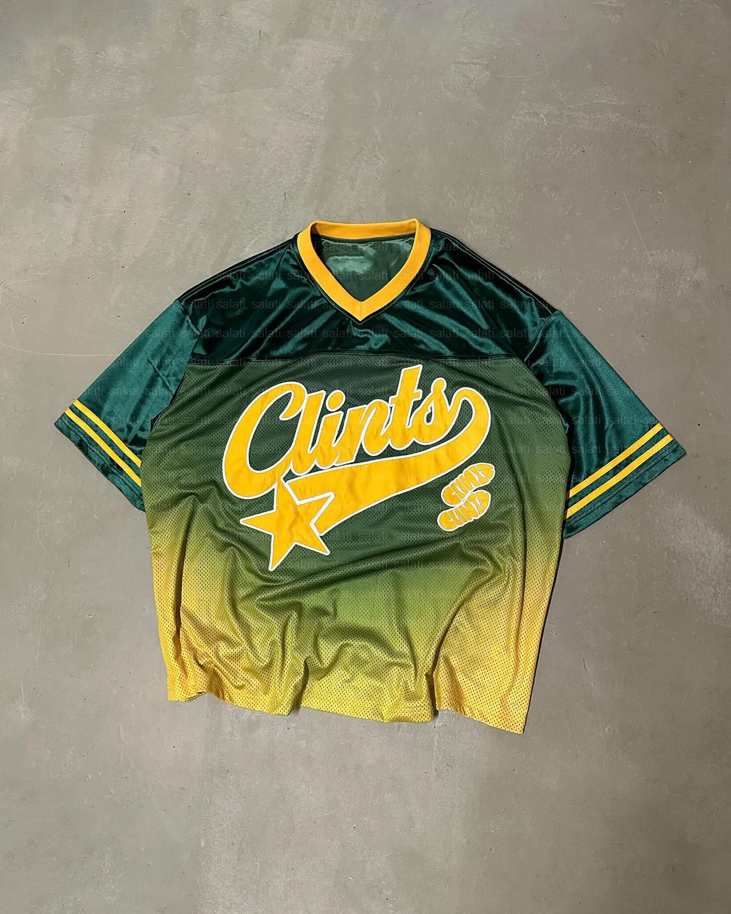 Customized Streetwear Print Short Sleeve V Neck Boxy Mesh Retro Vintage T-shirt Soccer Basketball Shirts Football Jersey for Men gallery 3