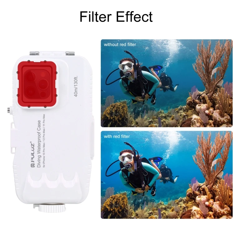 Étui de plongée étanche PULUZ 40 m/130 pi pour iPhone 16 Pro Max avec valve