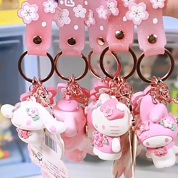Sanrio – porte-clés dessin animé Hello Kitty, pendentif de voiture,  mélodie, cannelle, anneau pour sac d'école, cadeau merveilleux pour filles,  amis - AliExpress